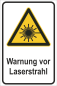 Preview: Schild Dibond oder PVC mit Warnsymbol  Vorsicht Laserstrahl nach DIN ISO 7010